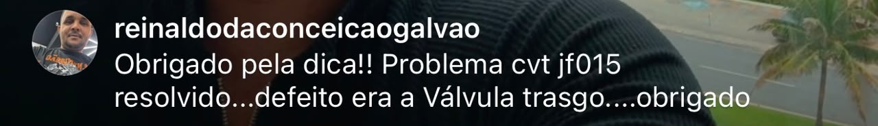 Comentário de aluno resolvendo problema em CVT JF015
